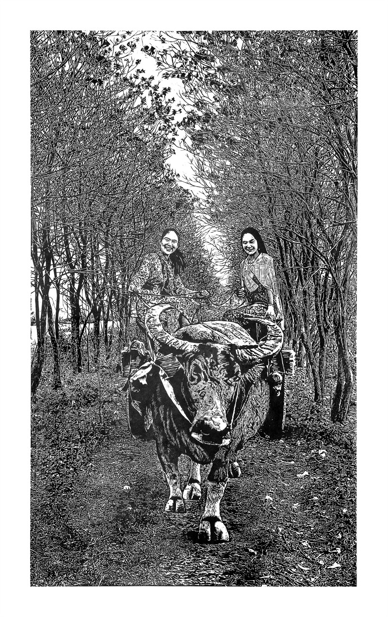 8《邻家姐妹》黑白木刻80×130CM-陈鸣鸿2020.jpg